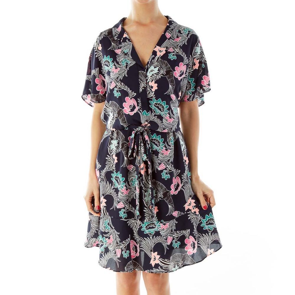 Banana Republic Crane Floral Kimono Blue Dress Size 2